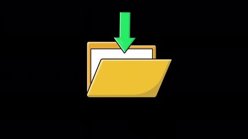 Animated Open Folder with Green Arrow. Folder Download Concept Video - Transparent