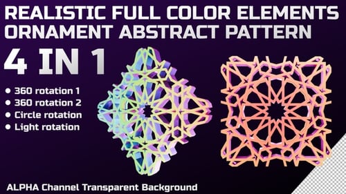 3D Abstract Ornament Rainbow Full Color Islamic Arabic Pattern Loop 4 Packs In 1