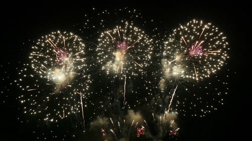 Brilliant Fireworks Exploding in the Night Sky