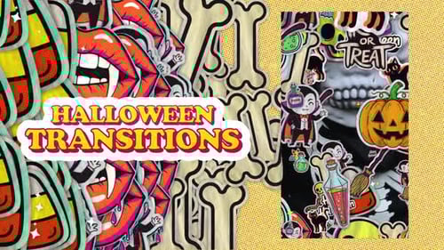 Animated Halloween Sticker Transitions for Vertical Video