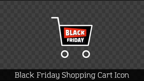 Animated Black Friday Shopping Cart Icon in Flat Design