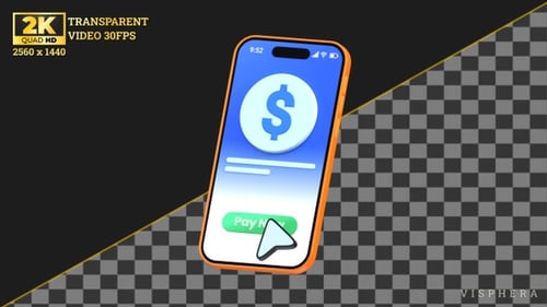 3D Mobile Payment Animation with Dollar Sign