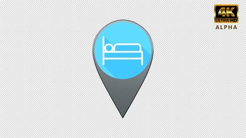 Animated 3D Hotel Location Pin Icon