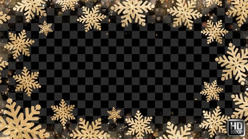 Golden Glitter Snowflakes Frame for Festive Holiday Videos