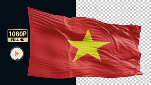 Realistic Vietnam National Flag Waving in Wind