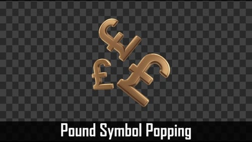 Animated 3D Golden Pound Sterling Signs Falling