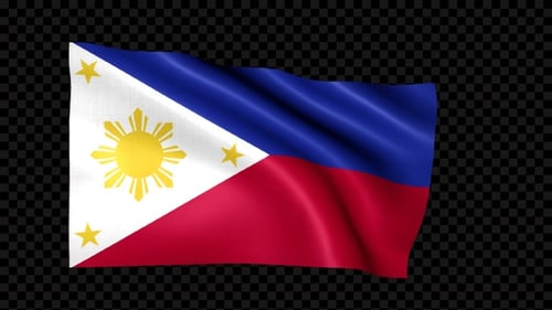 Seamless Loop of Philippines Flag Waving with Alpha Channel