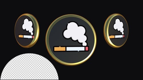 Golden Circle 3D Animated Cigarette Icon Rotation