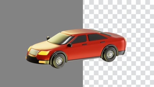3D Animation of Red Sedan Model Sleek Automotive Elegance | Alpha Channel