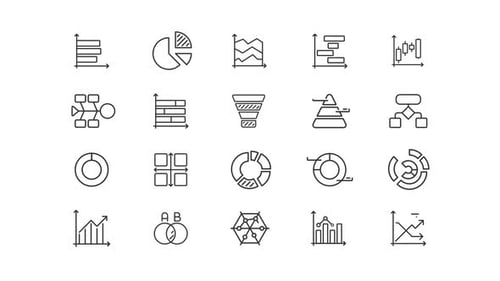 Data visualization icons animation