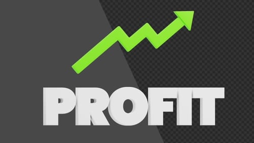 3D Animation of Profit Line Arrow Up | Alpha Channel