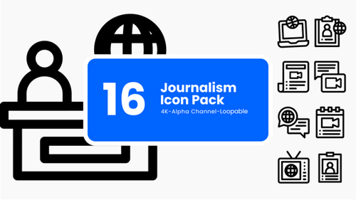 Animated Journalism Line Icon Pack