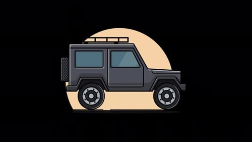 Animationsvideo mit schwarzem Jeep-Auto, transparent