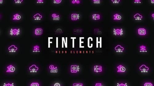 Animated Fintech Neon Icons Pack
