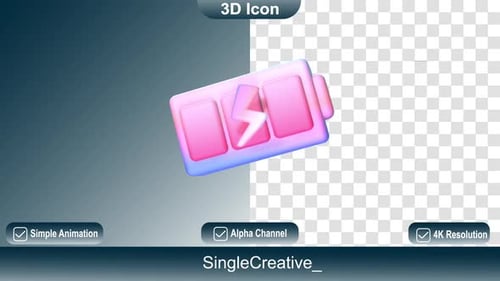 3 D Icon Battery Charging Animation