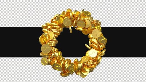 Goldene Yen-Münzen und Ringe auf Alpha