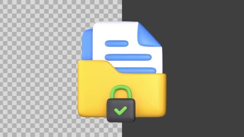 Animated 3D File Folder Security Icon