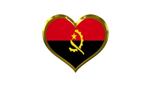 Angola Flag With Golden Heart Shape Alpha Loop