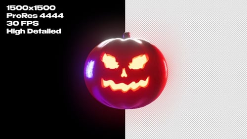 Halloween Pumpkin Loop Animation On Alpha
