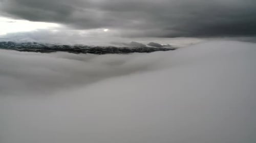 8K Snowy Hill Above The Clouds In Winter