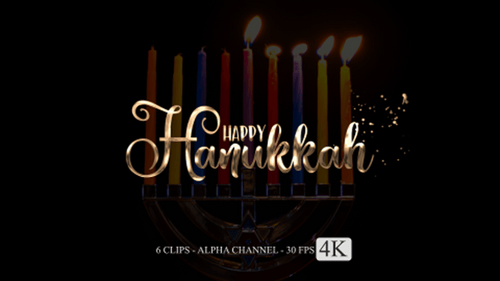 Happy Hanukkah Decorative Text Reveal Animation with Particles