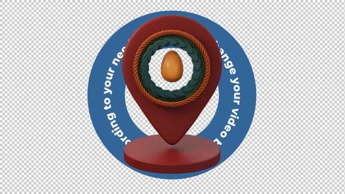 3D Animation Easter Egg Location Pin Marker Holiday Concept Loop 4K no Background
