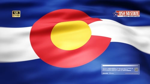 Waving Colorado State Flag Realistic Animation