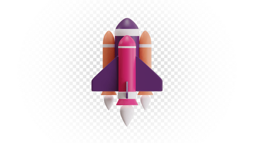 3D-Rendering eines farbenfrohen Space Rocket Shuttles für den Start eines Startups