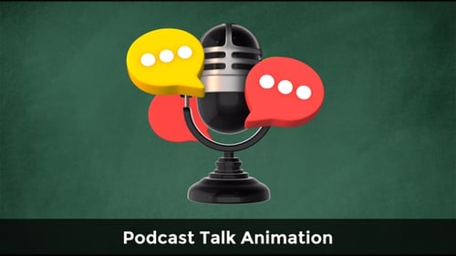 3D Microphone with Rotating Speech Bubbles Animation