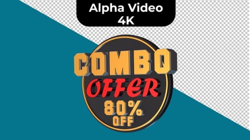Animated 3D Combo Offer 80% Off Badge Rotation