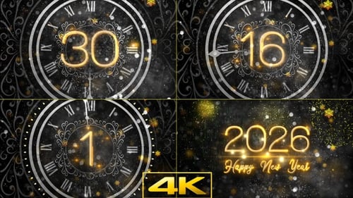 Elegant New Year Countdown with Glowing Numbers and Fireworks