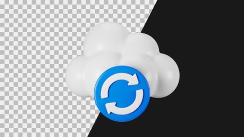 3D-Animationssymbol von Cloud Sync | Alpha Channel