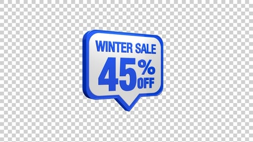 3D Animated Winter Sale 45% Off Speech Bubble Announcement