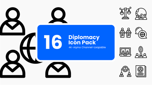 Animated Diplomacy and Justice Line Icons Pack