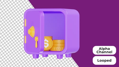 3D Animated Safe Box | Alpha Channel