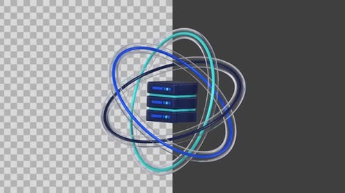 Animated 3D Server Database Network Technology Icon
