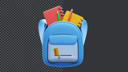 Animación 3D de mochilas escolares