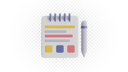 Animated 3D Notebook and Pen Icon for Presentations