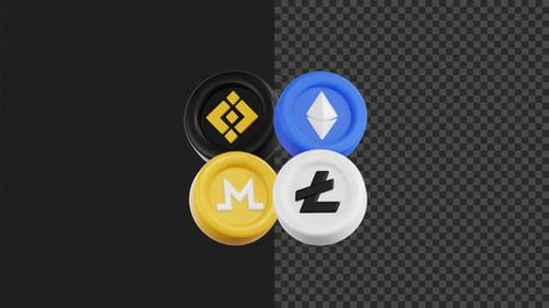 3D-Altcoin-Symbolanimation — Kryptowährungstoken in 4K