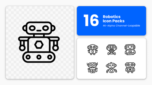 Animierte Tech-Ikonen — Robotik, Automatisierung und futuristisches Design (4K Bewegte Grafiken)