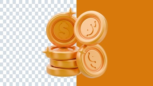 Coins 3D Animations | Alpha Channel