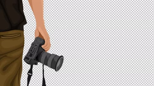Illustrated Hand Holding DSLR Camera Animation