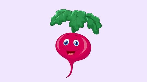 Cute Animated Radish Character Winks and Blinks