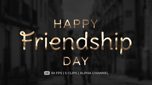Happy Friendship Day Golden Text Animation