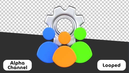 Teamwork Gear 3D Animation | Alpha Channel