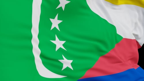 The Comoros with alpha channel waving in the wind in slow motion