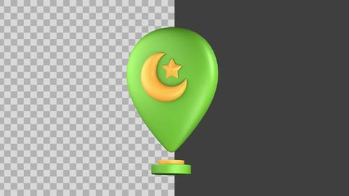 3D-animiertes Moschee-Standortsymbol