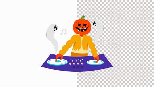 Pumpkin Dj Party Animation Alpha Channel