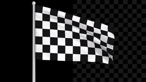 Animated Checkered Racing Flag Waving with Alpha Channel