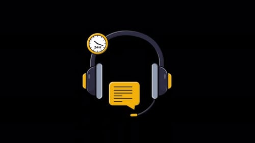 Animated 24/7 Customer Support Headset with Speech Bubble